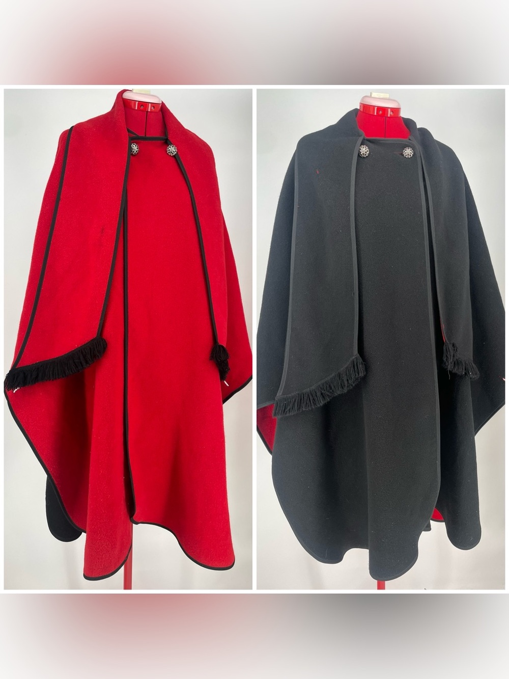 Reversible David Barry London Vintage Mixed Fibre Cloak / Cape Coat W/ Scarf